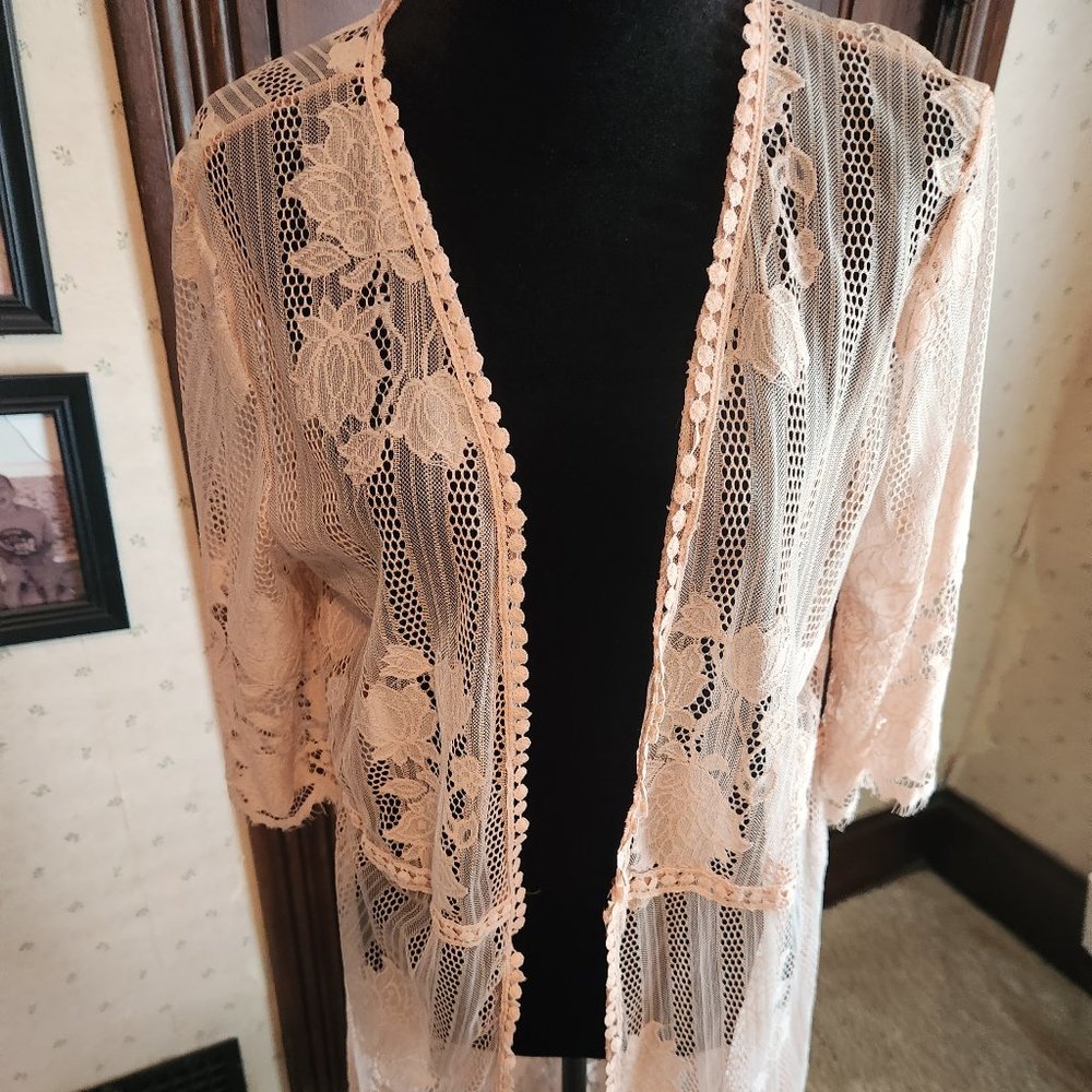 Ana & Rose Pink lace duster XL